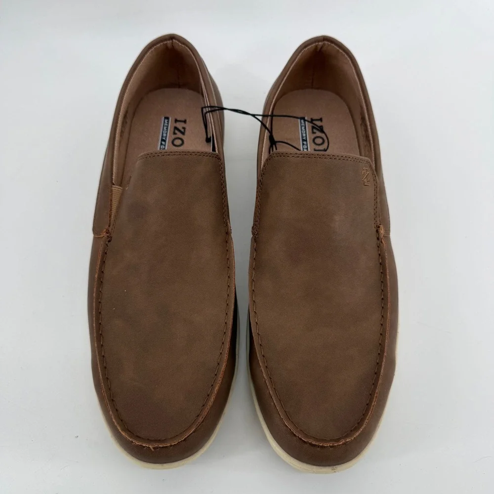 IZOD Seapoint Mens 13 Tan Brown Slip On Loafers Memory Foam Shoes‎ 1861593